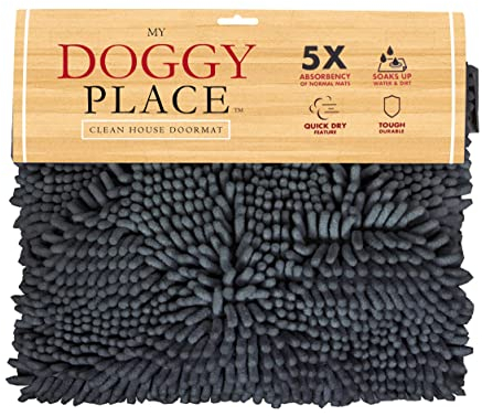My Doggy Place Ultra saugfähiges Mikrofaser-Chenille-Hunde-Badetuch, Einheitsgröße, Anthrazit