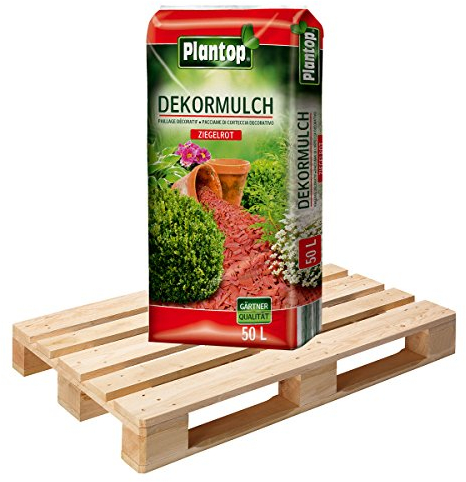 20 Sack Dekormulch Ziegelrot mit je 50 Liter = 1000 Liter Plantop Mulch