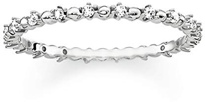 Thomas Sabo Damen Ring Dots mit Weißen Steinen 925 Sterling Silber TR2153-051-14