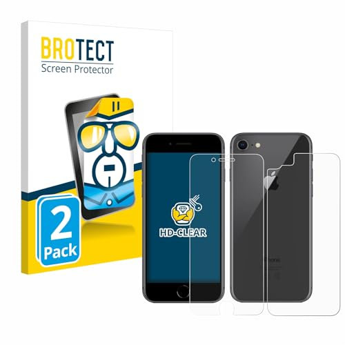 BROTECT (2 Stück Schutzfolie für Apple iPhone 8 (Display+Rückseite) Displayschutz Folie Ultra-Klar