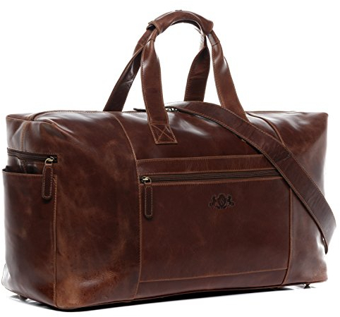 SID & VAIN große XL Reisetasche echt Leder - Sporttasche groß Bristol XL - Weekender Handgepäck mit Schultergurt - Ledertasche Herren und Damen braun handgefertigt