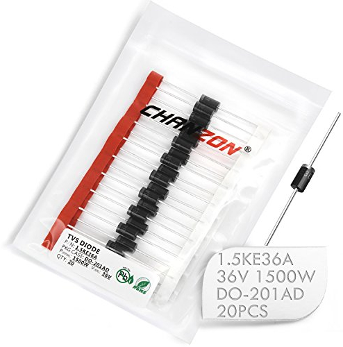 (Packung mit 20 Stück) Chanzon TVS Dioden 1.5KE36A 1.5KE36 1500W 36V DO-201AD (DO-27) Unidirektionaler Kanal 1500 Watt 36 Volt