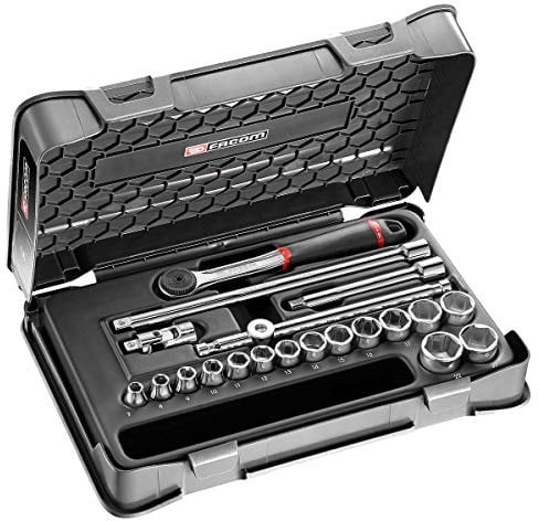 Facom j.161-3p6 Metric 6-Point Socket Set, 3/8, Black, Set of 20 Pieces