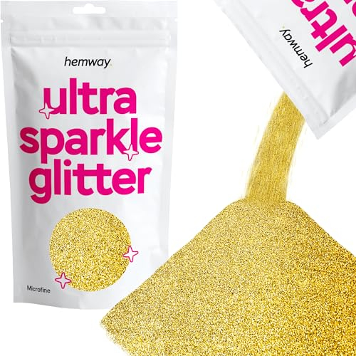 Hemway Ultra Sparkle Glitter - Gold | 100g Microfine Metallic Flakes for Resin & Epoxy Crafts | Supplies for Tumblers, Festival, Hair, Face, Body, Eye & Nail Art Decoration