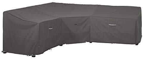 Classic Accessories Ravenna Garden V-förmige Abdeckung für sektionales Sofa, Dark Taupe/Mushroom/Espresso (254cm, V-förmig)