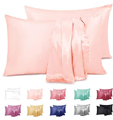 Duerer Doppelpack Satin Kissenbezüge Mehrweg für Haar und Haut Standard/Queen/King Size Kissenbezug mit Hotelverschluss(Cream, 20x30)