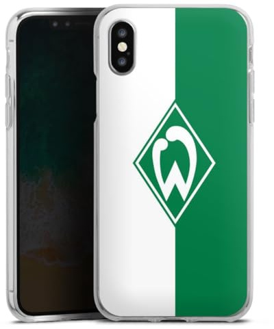 Silikon Hülle kompatibel mit Apple iPhone XS Case transparent Handyhülle Logo SV Werder Bremen Fanartikel