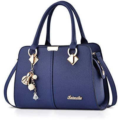 NICOLE & DORIS Sac a Main Femme Mode Sacs à Main Portés Epaule Elégant Sacs à Bandoulière PU Cuir Sac Cabas Pochette Sac Fourre Tout pour Shopper Fête Quotidien Bleu Marin