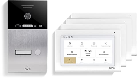 GVS IP Video Türsprechanlage mit Türöffner, 4X 7 Zoll Monitore & App