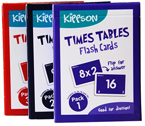 Kippson Times Tables Flash Cards - Multiplication and Division 2-in-1 set of 144