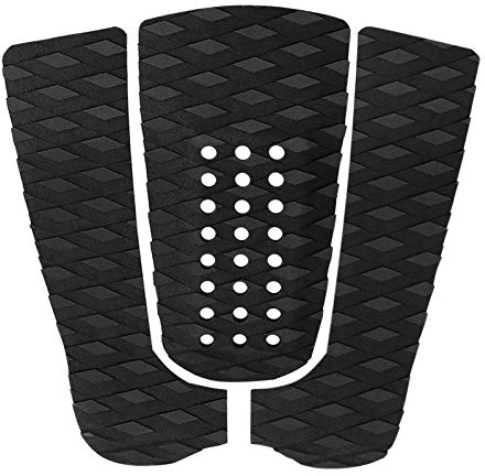 Skimboard Pad, Pad für Surfboard, Anti-Rutsch Surfbrett Traktionspad, 3 Teilige Umweltfreundliche Eva Surfbrett Deck Traktionspads zum Surfen Oder Skimboarden (Schwarz)