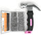 INCLY Kit assortito di 620 piccoli chiodi per appendere immagini, con martello rosa da 226,8 g, mini martello set con chiodi hardware set assortito 310 chiodi da parete e 310 chiodi di finitura per
