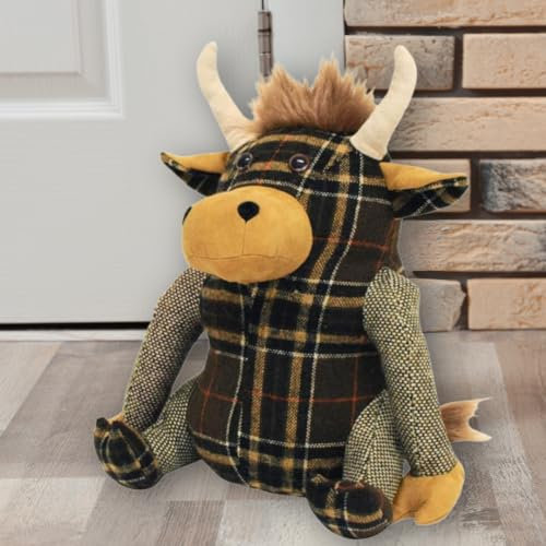 Marco Paul Hamish The Highland Cow Door Stop, Cute Animal Weighted Heavy Duty Child Safe Fabric Doorstop Stuffed Animal Door Stopper Floor Decorative Door Stops for Home Office Kids Room