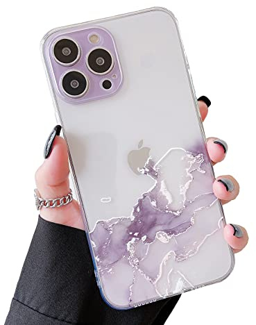 DEFBSC Case for iPhone 13 Pro Max, Marble Texture Semi-Transparent Case, Watercolour Marble Pattern Slim Soft TPU Bumper Shockproof Back Cover Case for iPhone 13 Pro Max - Grey