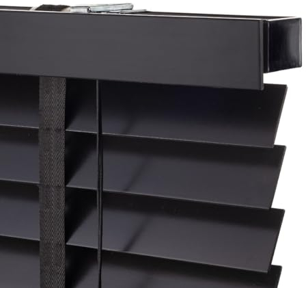 Holz Jalousie 50mm - Schwarz - 40 cm x 175 cm - Fenster und Tür Jalousie - Holz-Jalousie