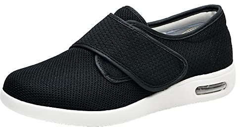 Schuhe Arthritis ÖDem Therapieschuhe FüR Senioren Orthopädischer extrabreiter verstellbarer Riemen für Damen. Einfaches An- und Ausziehen,Schwarz,41 Diabetiker Sandalen Mit Klettverschluss