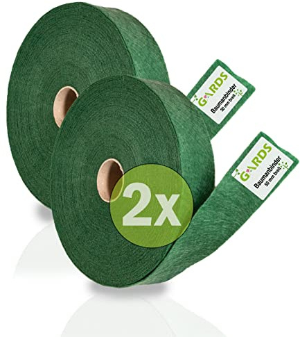 Gards® Baumanbinder 2er Set – Vliesband – Gartenschnur, 25 Meter, atmungsaktiv, luftdurchlässig, witterungsbeständig, 100% aus Österreich, 30 mm und 50mm breit, 200g/m², grün