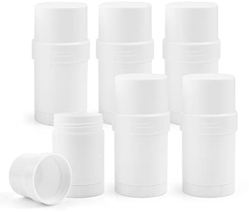 Leere Deobehälter, drehbar, rund, für Fersenbalsam, Lotion, Bar, Kreide, Chapstick, hausgemachter Lippenstift, Weiß, 6 Stück