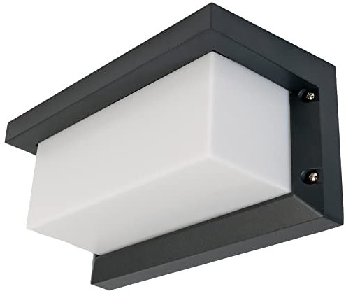 Grafner Aluminium Wandlampe anthrazit, IP44, E27 Fassung, ideal für smarte LED-Leuchtmittel, pulverbeschichtet, Wandleuchte eckig Wand Lampe Außen Außenwandleuchte 1 flammig spritzwassergeschützt