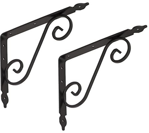 BRESKO Regalwinkel Regalhalter Regalträger Regalkonsole Wandträger Wandkonsole Wandregal Antik 2 Stück (Schwarz, 240x190 mm)