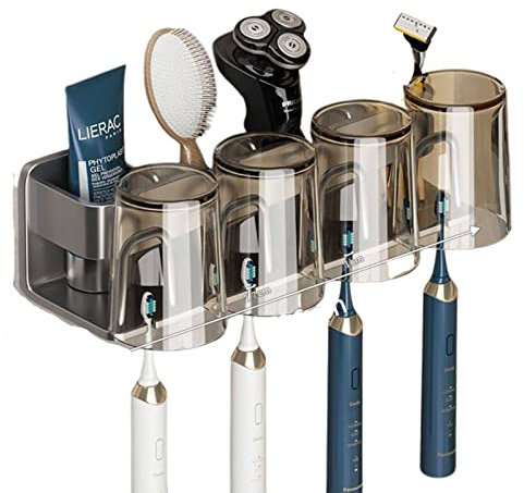 MBETA Punch-free toothbrush rack gun gray toilet Cup Cup wall-mounted storage box electric toothbrush holder