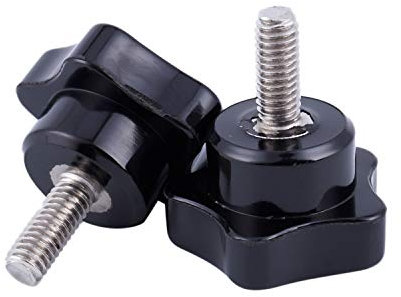 Batto M6 x 15mm Filettatura Maschio Vite Testa a Stella Maniglia Nero 2 Pz