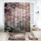 Black Marble Shower Curtain with Bath Rugs Sets, 4 Pcs Marble Patterns Bathroom Décor with Toilet Seat Cover, Non-Slip Mats, Absorbent Pedestal Pads and Waterproof Shower Curtains + Hooks (Violet)