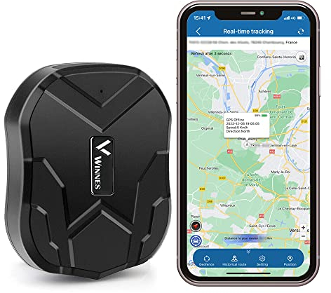 Winnes Localizador GPS para Coche 5000 mah Rastreador GPS Impermeable magnético GPS Tracker Fuerte Standby hasta 90 días de Geo-cercas alertas suscripción Gratuita TK905