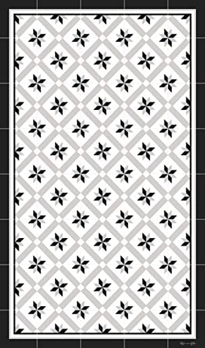 DobleUve Estudio Vinyl Teppich Hydraulik 24 | Schwarz | 65x110 cm | Waschbarer Rutschfester Küchenläufer | Vinylteppich | Vinylboden | Vinylteppich für Wohnzimmer