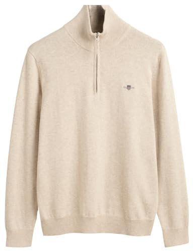 GANT Herren Classic Cotton Halfzip Pullover, Light BEIGE Melange, XXXL