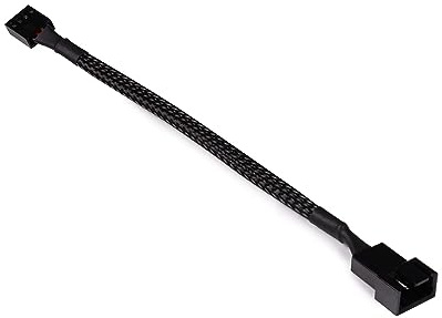 Alphacool 18673 Lüfterkabel 4-Pin auf 4-Pin Verlängerung 15cm Kabel Modding gesleevt schwarz