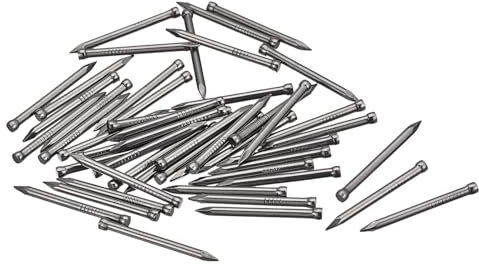 sourcing map Finishing Nails 50pcs 28mm 1-1/8 Inch Hand-Drive Hardware Carbon Steel Nail Lost Head Nails, Silver