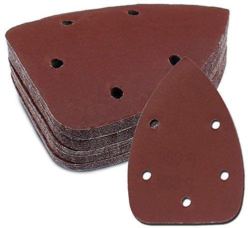 Cjueiom 50 fogli di carta vetrata per levigatrice a mouse, grana 800, 5 fori, per levigatrice con gancio e anello, fogli abrasivi per levigatrice per mouse, per levigatrice da 140 mm
