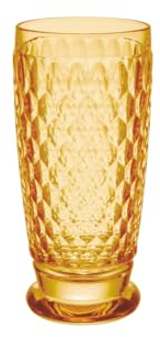 Villeroy & Boch – Boston Saffron Longdrink-Glas Gelb, Spülmaschinenfest, Außergewöhnliches Glas, Trinkglas groß, Caipirinha Glas, Mojito Glas, Cocktail Glas, Kristallglas