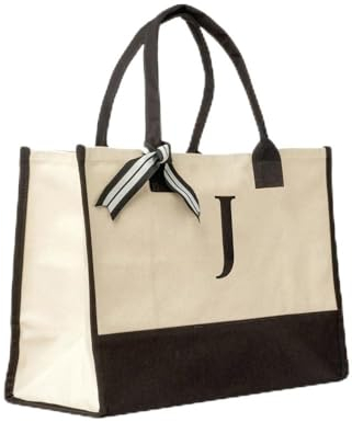 Elberfelder Leinen personalisierte Canvastasche l Geschenkidee l mit robustem Boden l mit Monogramm l Tote Bag l Handtasche l Oeko-Tex-Standard-100 l Einkaufstasche l 100% Baumwolle
