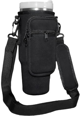Stanley Cup Carrier Bag - Fashion Water Bottle Holder with Strap & Phone Pocket, Premium Neoprene Portable Pouch Bag Fits 40oz Tumbler for Walking and Hiking