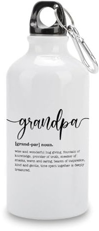 Bouteilles d'eau de type typographie de grand-père - Bouteille d'eau portable en acier inoxydable avec boucle de suspension pour randonnée, camping, survie, voyage - 414 ml