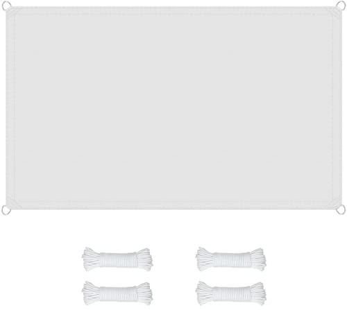 Sonnensegel Rechteckig 3 x 10 m Sonnenschutz 98% Uv Schutz, Reißfest Wetterfest Sonnenschutz Rechteckig Segeltuch Mit D-Ring Und Kordel Für Garten,Gewächshaus,Blumen,Pflanzen, Weiß