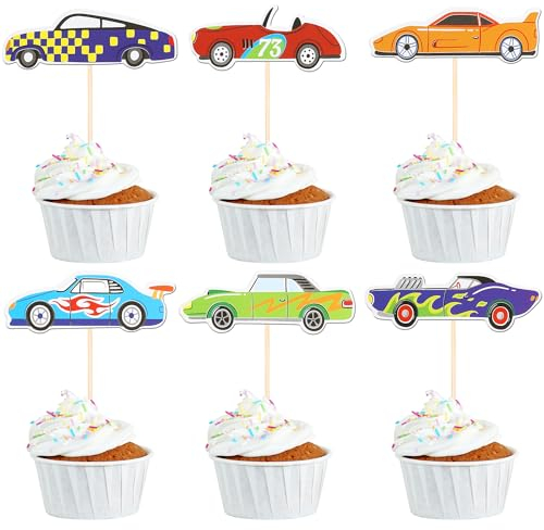 SYKYCTCY 36 Pack Racing Car Cupcake Toppers Fighting Race Car Cupcake Picks Boys and Girls' Birthday Racing Sports Cupcake Decorations Baby Shower Birthday Party Supplies