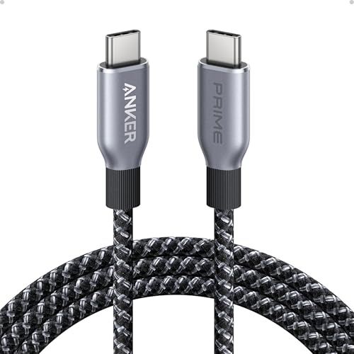 Anker Prime USB C to USB C Cable, 6 ft Fast Charging, Upcycled-Braided Nylon, USB 2.0 for iPhone 15/15 Pro/15 Pro Max/15 Plus, MacBook, iPad, Galaxy S24