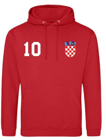 NIMAMA Kroatien Herren Hoodie Hrvatska Trikot Pullover Personalisiert mit Wunschname & Nummer - Rot 3XL