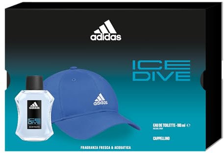 Adidas, Confezione Regalo Uomo Ice Dive Eau de Toilette 100 ml + Cappello Baseball Blu