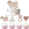 Bride To Be Cupcake Topper,24 pcs Rose Gold Cake Topper Glitter Engagement Cupcake Toppers Cupcake Picks for Bridal Shower Supplies Bachelorette Party Decorations