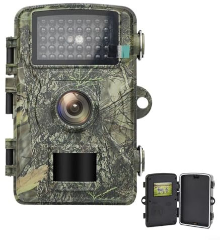 snowchecking Caméra de chasse HD 16 MP avec 26 LED infrarouges, vision nocturne, étanche IP66 avec détecteur de mouvement à 90°, vitesse de déclenchement 0,8 s