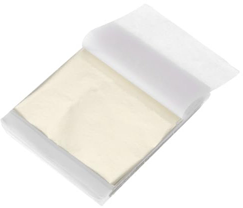 sourcing map 200 Pcs Gold Leaf Sheets 5.5 x 5.5 Imitation Gold Foil Sheets for Crafts,Picture Frames,Sculpture,Nails and DIY Arts Decoration,Light Golden