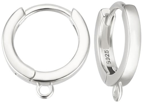 Beebeecraft Ganci per Orecchini A Cerchio Tondo Huggie 925 perno A Leva In Argento Sterling per Orecchini Pendenti, Forniture per La Realizzazione di Orecchini