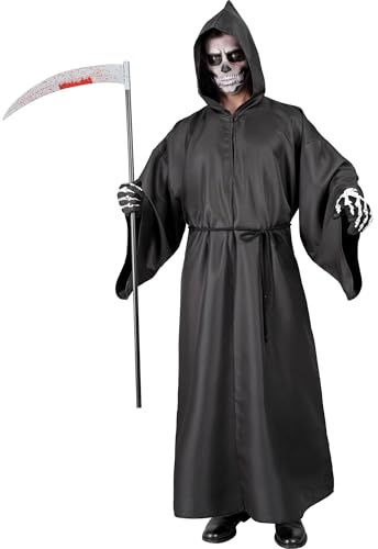W WIDMANN MILANO Party Fashion - Kostüm Sensenmann, Robe mit Kapuze, Grim Reaper, Totengräber, Halloween Verkleidung