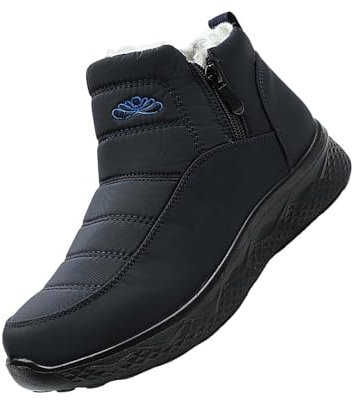 Generico Stivaletti Da Donna Pianta Larga Casual Scarpe Invernali Foderati In Pelliccia Antiscivolo Caviglia Boots Con Pelliccia Sottile Camoscio Per Inverno Stivali Pioggia Metà Polpaccio Outdoor