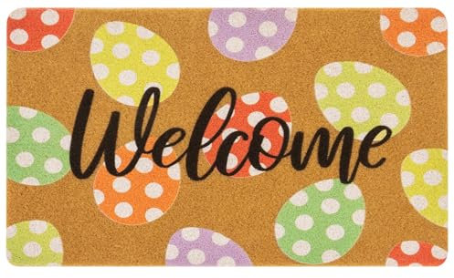 NociHah Frühling Welcome Fußmatte Ostern Eier-Motiv Fußmatte, Hause Dekoration Küche Teppich Bodenmatte Für Innen Außen Dekor 40x60 cm