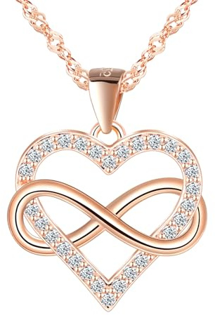 CONILOK Collier Cœur à l'infini pour Femme en Argent 925 Zircon Cœur Pendentif Collier Bijoux de Mode Brillant Chaîne avec Amour Pendentif Cadeau pour Fille Amie Epouse Maman Sœur